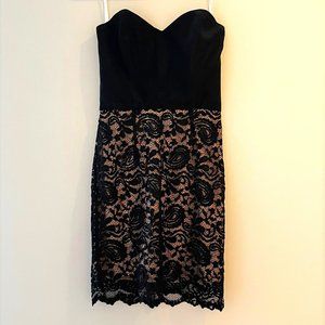 Jennifer Hope Strapless Lace Cocktail Mini Dress in Black Size 2